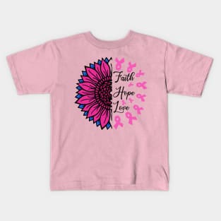 Breast Cancer Sunflower Kids T-Shirt